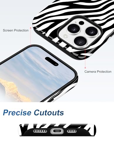 Jusy Magnetic Zebra Phone Case for iPhone 17 Pro Max,Black | Compatible with MagSafe, Cute Aesthetic Zebra Design, TPU and PC Protective Shockproof Cover - color: Black