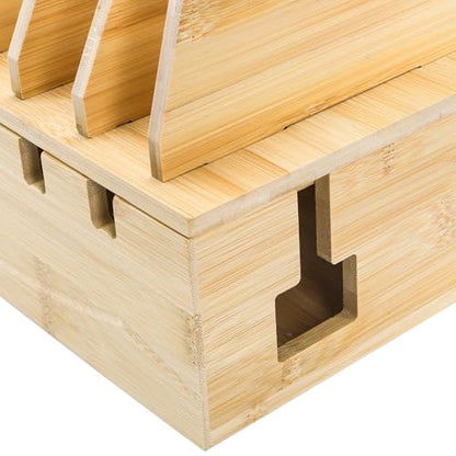 WRINGKIT Bamboo Charging Station for Multiple Devices, Hold 6 Devices