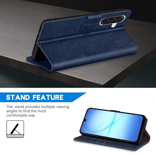 ZZXX for Samsung Galaxy A17 5G Wallet Case with [RFID Blocking] Card Slot Kickstand Magnetic Closure PU Leather Flip Fold Protective Phone Case for Samsung Galaxy A17(Blue-6.7 inch) - color: Blue