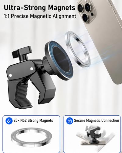Phone Holder for Peloton Bike, Magnetic Phone Mount Clamp for Spin Bicycles