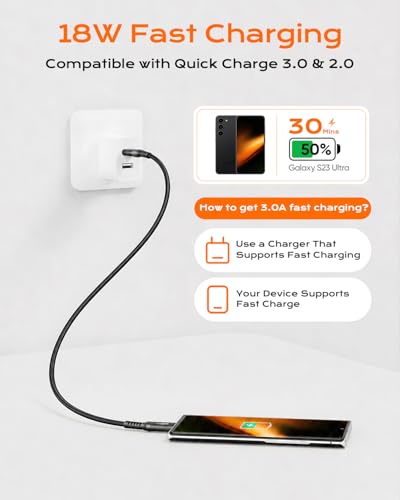 10Gbps Android Auto USB C Cable, 2FT USB 3.1 Gen2 Data Transfer & 3A Fast Charging USBA to USB C CarPlay Cable Braided Cord for iPhone 17/16/15, Galaxy S26/S25, SSD, Xbox/PS5, Tablet, Dashcam and More - size: 2FT
