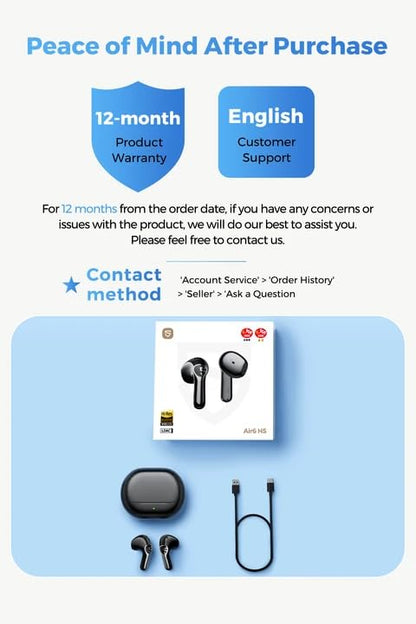 SoundPEATS Air6 HS LDAC Hi-Res Wireless Earbuds, Bluetooth 6.0, 13mm Driver - color: Black