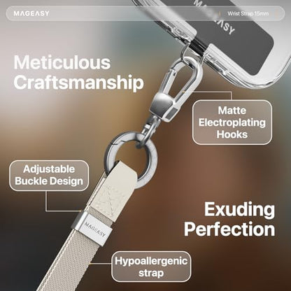 MAGEASY Universal Phone Wrist Strap with Built-in Keychain & Phone Tether Tab - color: Starlight