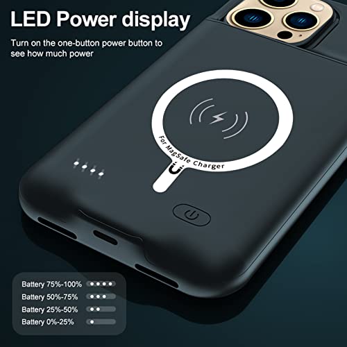 Battery Case for iPhone 13 Pro Max, 12000mAh High-Capacity Protective Rechargeable Extended Charger Cover Compatible with iPhone 13 Pro Max (6.7 inch) Wireless Charging Case Support Carplay - Black - size: iPhone 13 Pro Max