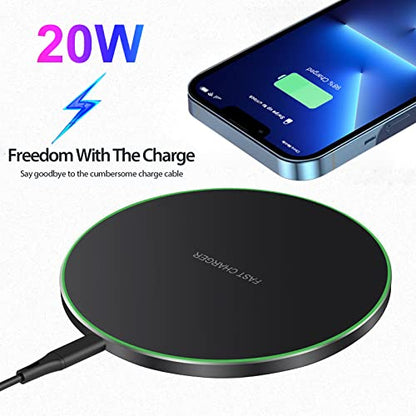 Fast Wireless Charger,25W Wireless Charging Induction Pad for iPhone 18/Duo - color: Black