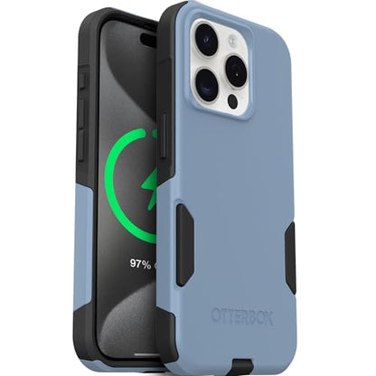 OtterBox iPhone 15 Pro Max Commuter Series MagSafe Case - Blue & Black | 3X MIL Drop Protection - Dual-Layer Shockproof Design - Pocket-Friendly - Raised Edges - Port Covers - color: Blue/Black