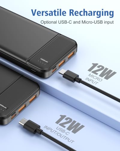 5V 2.4A Battery Pack 10000mAh for Heated Vest, Jacket, Stadium Seats, Chair, Power Bank Portable Charger for USB Devices, Heated Clothing, Heated Blanket, Sleeping Bag, Heated Coat. (Black) - color: Black