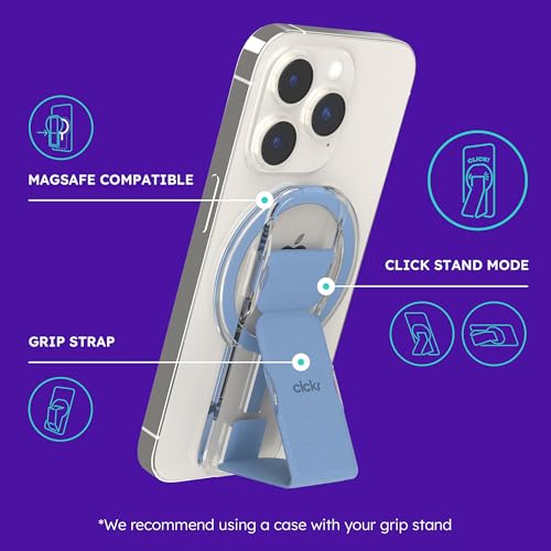 CLCKR for MagSafe Phone Grip Stand, Magnetic Phone Holder with Kickstand - color: Blue