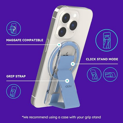 CLCKR for MagSafe Phone Grip Stand, Magnetic Phone Holder with Kickstand - color: Blue
