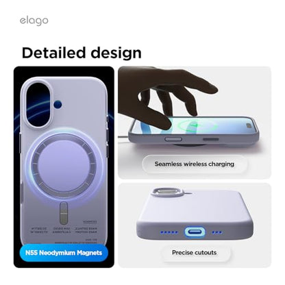 elago Premium Magnetic Silicone Case for iPhone 17 Purple | Compatible with MagSafe, Liquid Silicone Material, Protection, Shockproof, Slim Phone (Purple) - color: Purple, size: iPhone 17