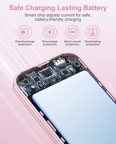 citicr Portable Charger 10000mAh PD20W w/Built-in Cables & Wall Plug Pink - color: Fairy Pink