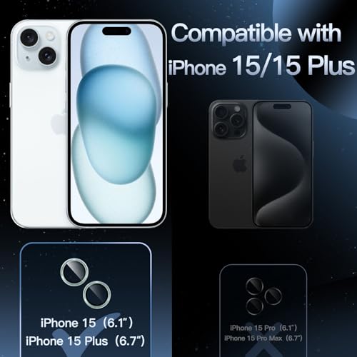 JETech Camera Lens Protector for iPhone 15/15 Plus, Blue, 1 Set - color: Blue