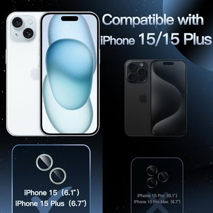 JETech Camera Lens Protector for iPhone 15/15 Plus, Blue, 1 Set - color: Blue