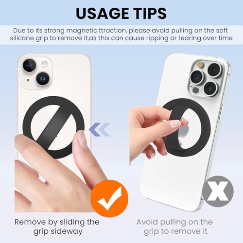 Magnetic Silicone Ring Grip Phone Holder, Loop Grip Phone Holder,Magnetic Phone Loop,Magsafe Phone Grip,Compatible with Magsafe for iPhone 16/15/14/13/12 Series (Black) - color: Black