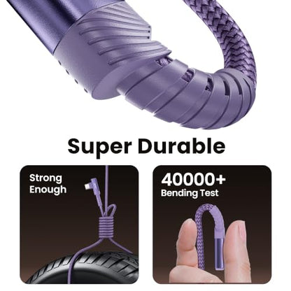 toocki USB C Cable Right Angle, 2-Pack 10ft USB A to USB C Charger Cable - color: Purple, size: 10FT+10FT