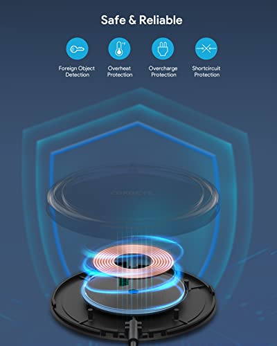 COKOEYE Wireless Charger, 15W Max Fast Wireless Charging Pad 2-Pack Compatible with iPhone 17/17 Air/17 Pro/17 Pro Max/16/15/14/13/12/Samsung S24/S24Ultra/S23Ultra/S22/S21,AirPods Pro2 - color: Black