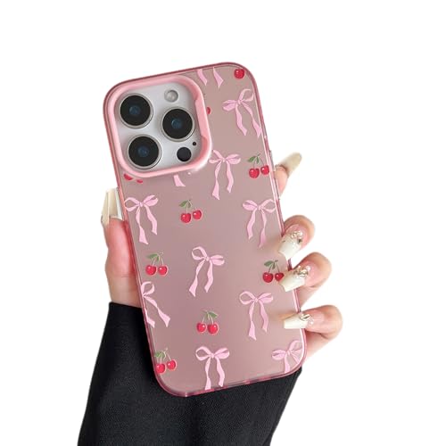 ZTOFERA for iPhone 13 Pro Case,Cute Pink Ribbon Bow Tie Planet Star Floral Aesthetic Phone Case,Trendy Slim Hard IMD Shockproof Protective Bumper Phone Cover for Women Girls,Cherry - color: Cherry, size: iPhone 13 Pro 6.1"