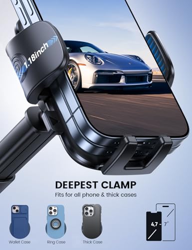 Lamicall Car Phone Holder Dashboard Vent Windshield 70 LBS Suction 3-in-1 - color: Black