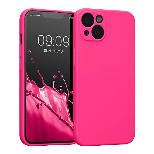 kwmobile Case Compatible with Apple iPhone 13 Case - Protective Slim TPU Cover with Soft Matte Finish - Neon Pink