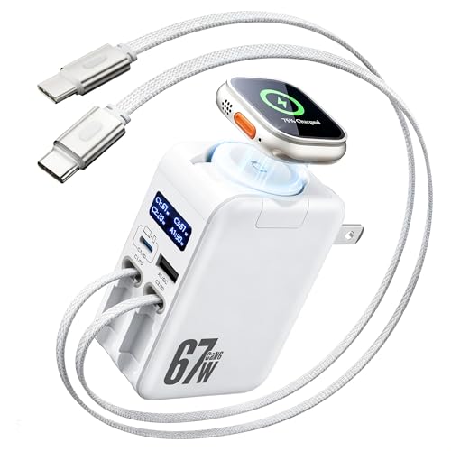 5-in-1 67W Retractable USB-C Wall Charger, for Apple Watch & iPhone & iPad