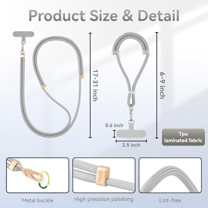 VVAAGG Cell Phone Lanyard for iPhone Crossbody Phone Strap - color: Grey