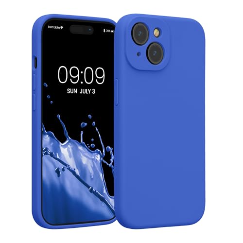kwmobile Case Compatible with Apple iPhone 15 Case - Slim TPU Silicone Phone Cover - Soft Touch Finish - Baltic Blue - color: Baltic Blue, size: iPhone 15