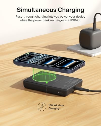 Belkin 10000mAh Qi2 15W Slim Magnetic Power Bank with USB C Cable - color: Black