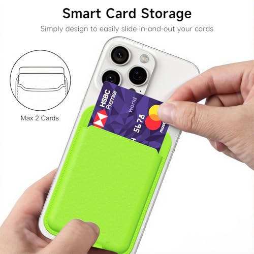 oakxco Phone Wallet Stick On, Slim Thin Adhesive ID Credit Card Holder Wallet Pocket Back of Phone Case, Hard Shell Plastic Sleeve Sticky Card Wallets Pouch for iPhone Samsung Pixel, Neon Green - color: Neon Green