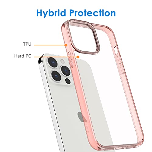 JETech Case for iPhone 13 Pro Max, Anti-Yellowing, Rose Gold | Shockproof Protection, Scratch Resistant Hard PC Back, Durable Transparent TPU Bumper - color: Rose Gold