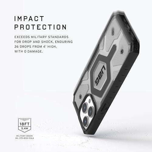 URBAN ARMOR GEAR UAG Case [Updated Version] Compatible with iPhone 15 Pro Max Case 6.7" Pathfinder Clear Ash/Black Built-in Magnet Compatible with MagSafe Charging Rugged Transparent Protective Cover - color: Ash/Black