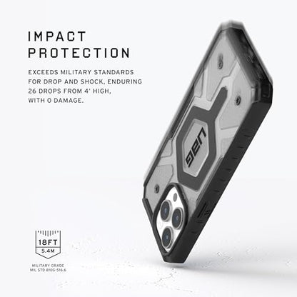 URBAN ARMOR GEAR UAG Case [Updated Version] Compatible with iPhone 15 Pro Max Case 6.7" Pathfinder Clear Ash/Black Built-in Magnet Compatible with MagSafe Charging Rugged Transparent Protective Cover - color: Ash/Black