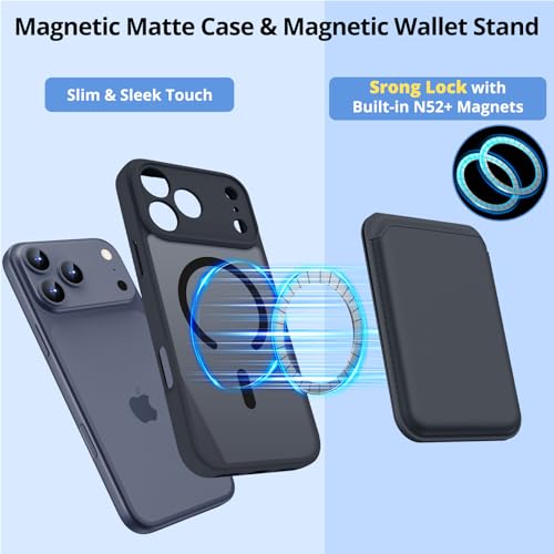 for iPhone 17 Pro Max Case w/Detachable MagSafe Wallet-Black | RFID Blocking Card Holder&Kickstand, Military-Grade Drop & Raised Camera Protection for Travel & Commute - color: Black