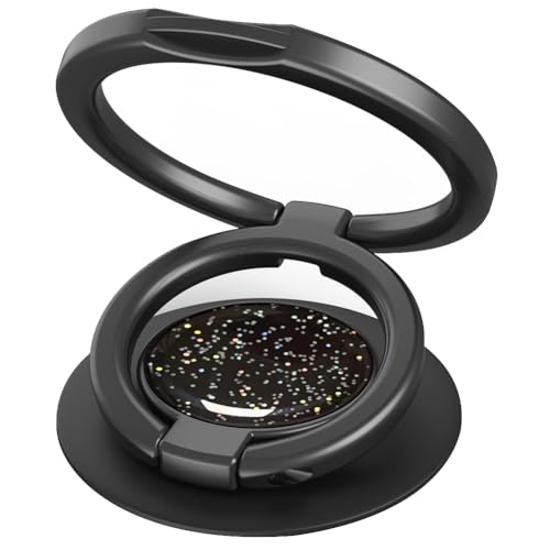 Phone Grip, Phone Ring Holder Finger Kickstand, Foldable & Adjustable Double Metal Cell Phone Rings Gripper Stand for iPhone Samsung &Other Phones - Sparkle Black - color: Sparkle Black
