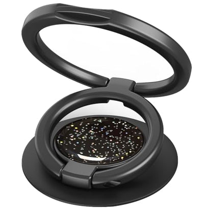 Phone Grip, Phone Ring Holder Finger Kickstand, Foldable & Adjustable Double Metal Cell Phone Rings Gripper Stand for iPhone Samsung &Other Phones - Sparkle Black - color: Sparkle Black