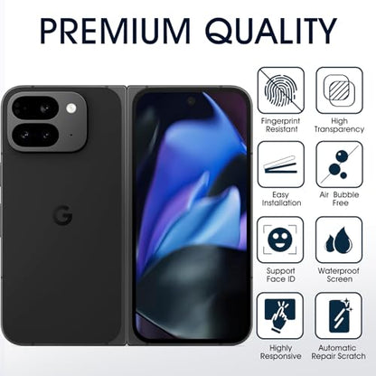 2 Sets Screen Protector for Google Pixel 9 Pro Fold, HD Clear Soft TPU Film for Google Pixel 9 Pro Fold 8.0", Front + Back Flexible Film, Self-Healing, Scratch-Resistant, Easy to Install