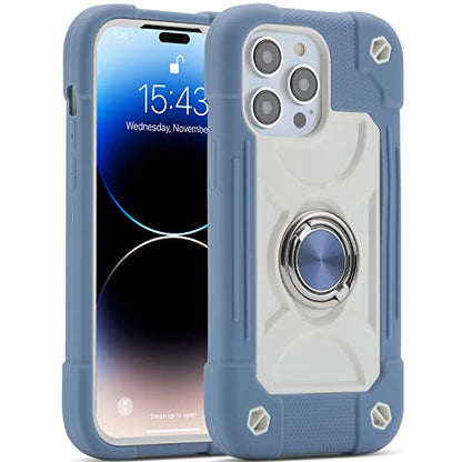 MARKILL Compatible with iPhone 14 Pro Case 6.1 Inch with Built-in Ring Stand, Military Grade Drop Protection Full Body Rugged Heavy Duty Case 3 in 1 Protective Durable Cover Blue - color: Blue, size: iPhone 14 Pro 6.1"