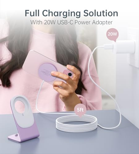 Magnetic Wireless Charger Stand + Charging Pad for iPhone Duo/18-12 Series - color: Pink
