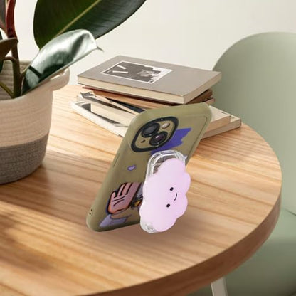 Phone Grip Cute 2D Cloud Shape Collapsible Expandable, Smartphone Tablet Cell Phone Grip Stand Holder (Pink) - color: Pink