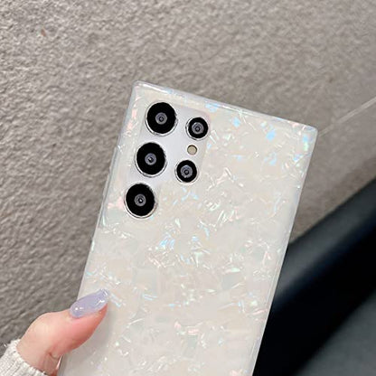 J.west Galaxy S22 Ultra Case 5G, Luxury Sparkle Glitter Translucent Clear Colorful Opal Pearly Thinfoil Design Shiny Print Soft Silicone Cover for Women Girls Slim TPU Protective Phone Case - color: Colorful