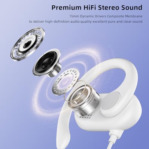 APETOO USB C Open-Ear Headphones with Earhook Mic & Volume Control White - color: White