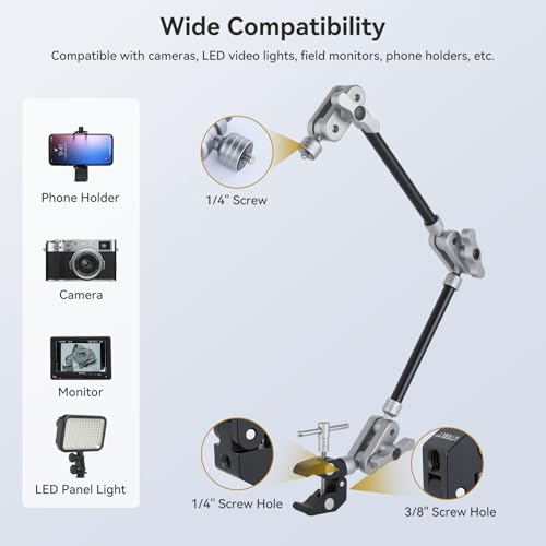 UTEBIT 22" Magic Arm w Clamp Mount, Overhead Desk Phone Mount 1/4" Thread - size: 22 inch