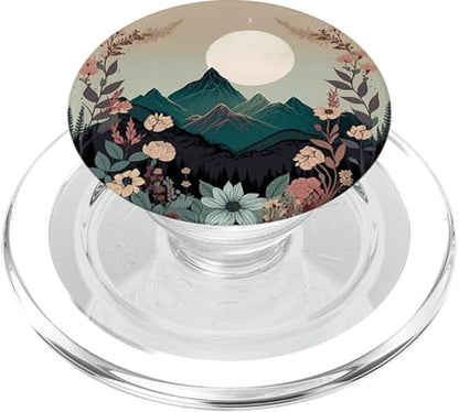 Boho Chic Floral Wreath Forest Nature Mountain Cute Pastel PopSockets PopGrip for MagSafe - style: Magnetic PopGrip
