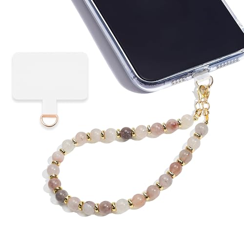 Marble Beaded Phone Wrist Strap for Women, Detachable Design - color: Charoite