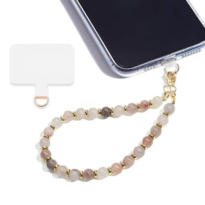 Marble Beaded Phone Wrist Strap for Women, Detachable Design - color: Charoite