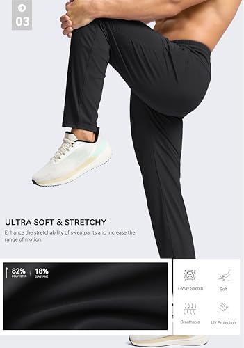 G Gradual Men's 30"/32"/34"/36" Inseam Tall Sweatpants with Zipper Pockets - color: Black, size: Small