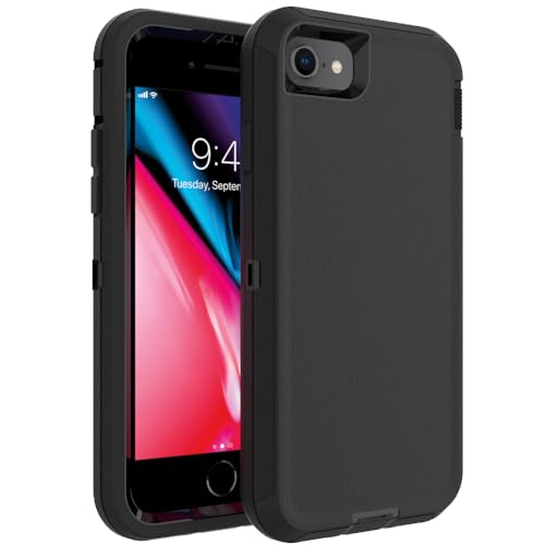 Case for iPhone 8 Plus/7 Plus, iPhone 6S Plus/6 Plus Case， Heavy-Duty Tough Rugged Shockproof Drop Protective Cover Phone Cases, Black - color: Black+Black, size: iPhone 6 Plus/7 Plus/8 Plus