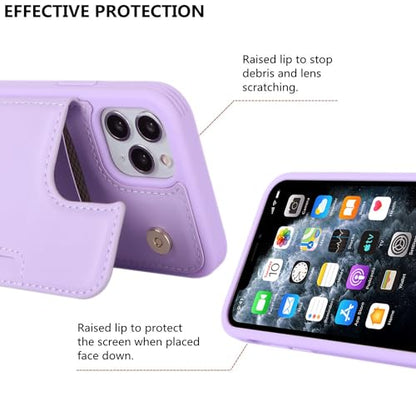 iCoverCase Compatible with iPhone 11 Pro Phone Case with Card Holder, Wallet Case for Women Men RFID Blocking PU Leather Protective Case 5.8 Inch (Light Purple) - color: Light Purple