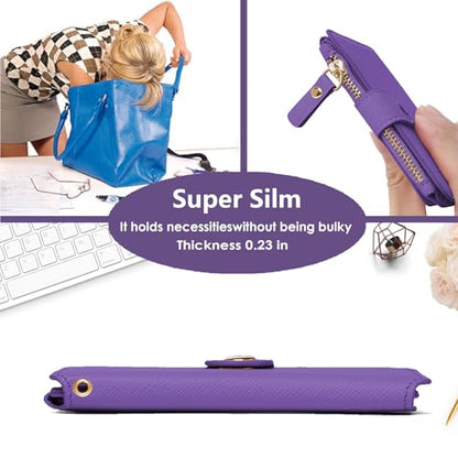 Phone Wallet Stick On, Credit Card Holder for Women Attachable 3M Sticker | Card Holder for Phone case Stick on Attachable Credit Card Holder for Phone (Compatible with Most Smartphones) (Dark Purple) - color: Dark Purple