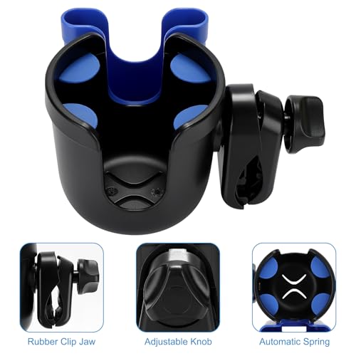 Accmor Wheelchair Cup Holder with Phone Holder, ﻿Universal 360° Rotatable Walker Cup Holder Rollator Scooter Accessory - color: Blue