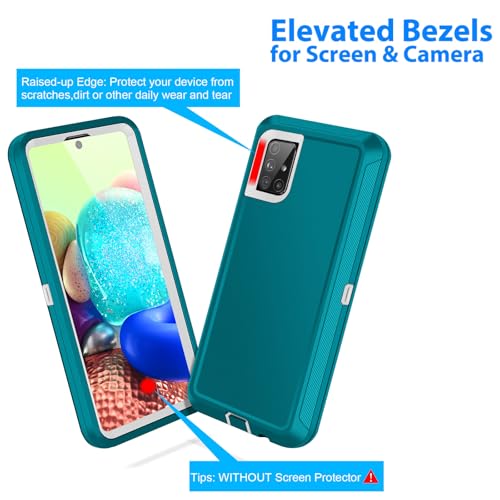 Jelanry for Samsung Galaxy A71 5G Case Heavy Duty Rugged Cover - Mint/White | Dual-Layer Protective Hard Back Cover with Anti-Dust Scratch Raised Screen/Camera Lips Drop Protection for Outdoor Daily Use - color: Turquoise